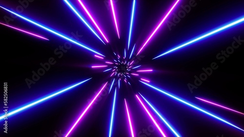 Shiny blue and purple laser beam lights overlay background
