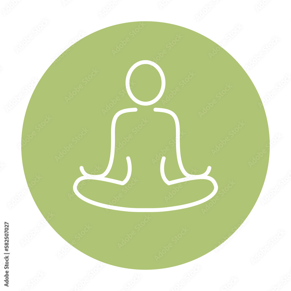 Line icon of yoga poses with green background Line icon of yoga poses with green background