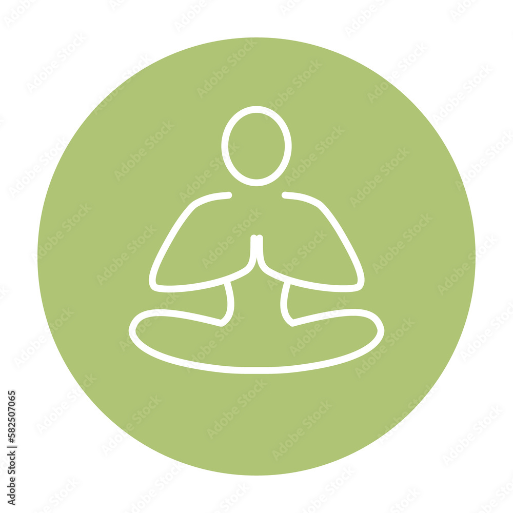Line icon of yoga poses with green background Line icon of yoga poses with green background