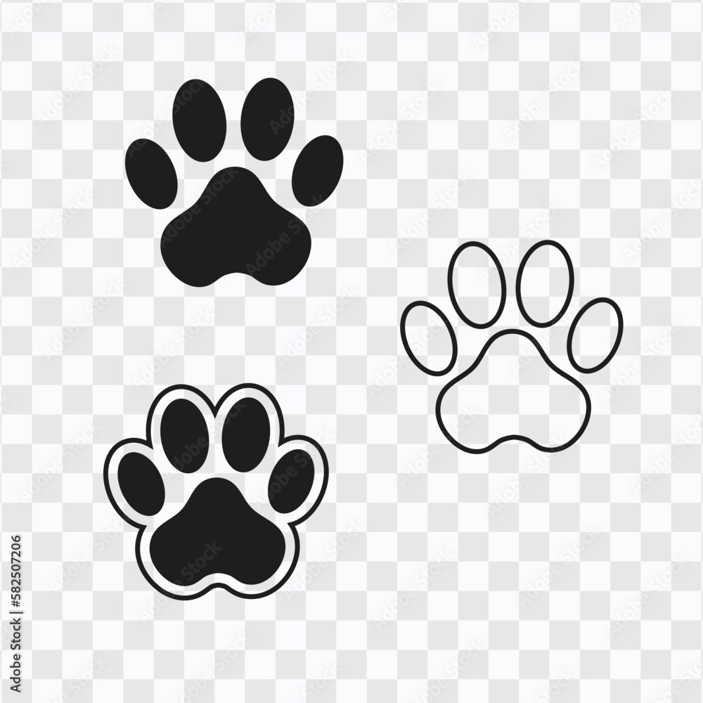 Dog or cat footprint vector icon illustration, animal paw print