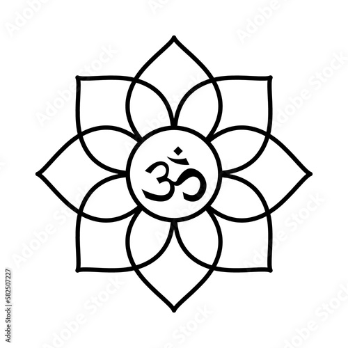 png image of yoga mantra icon in black lines with transparent background