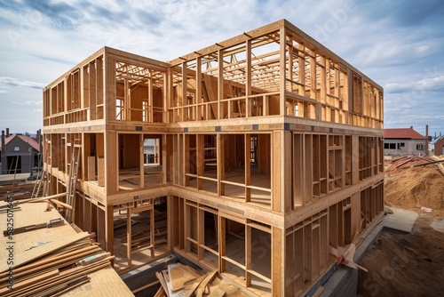 House under construction, b...