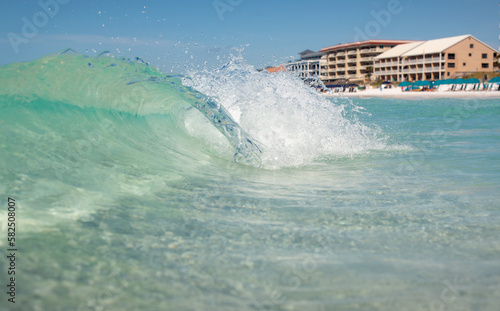 Scenic view of fresh ocean waves on the beach in Destin, Florida photo