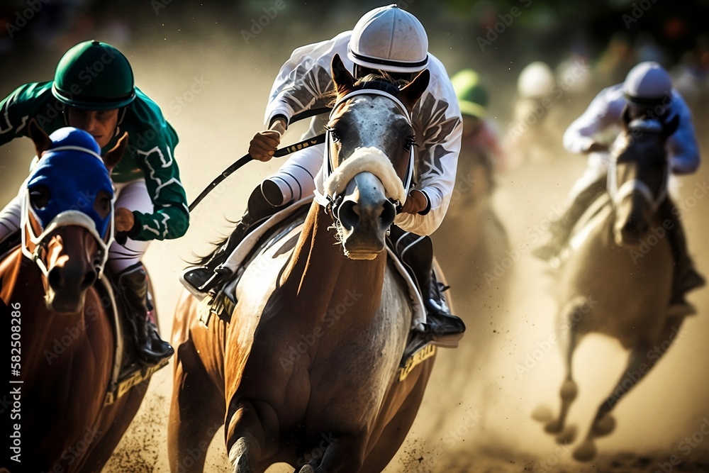 Obraz premium horse and jockey racing at belmont