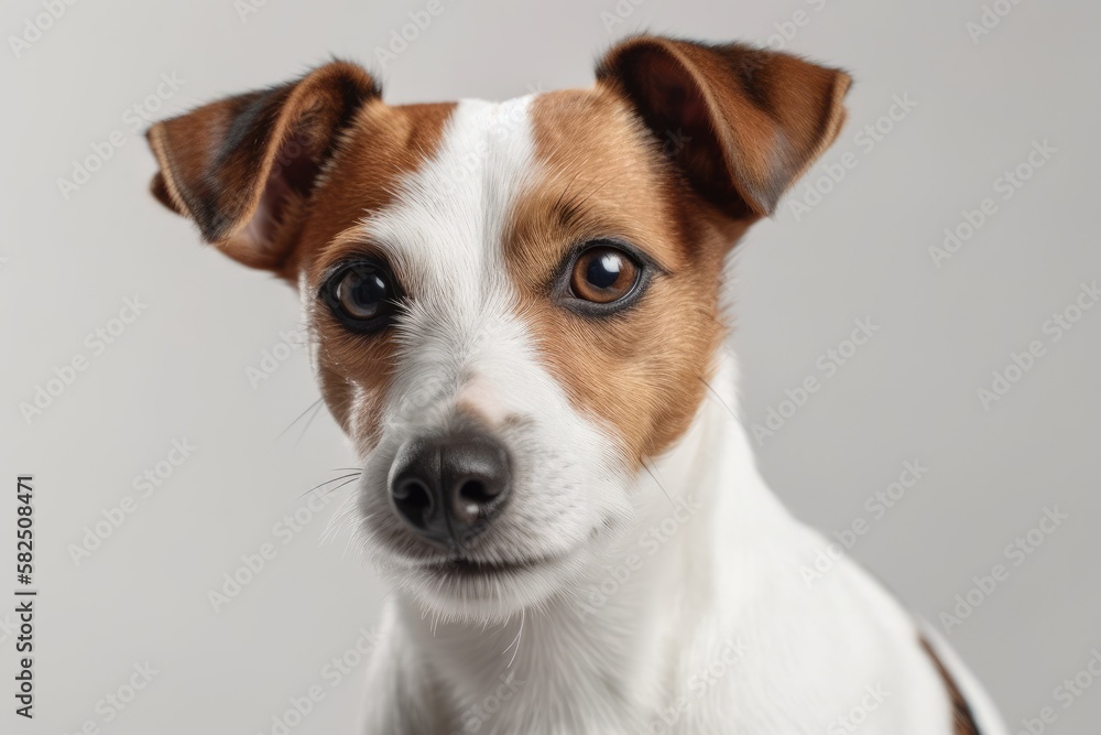 Posing Jack Russell Terrier on white backdrop. Generative AI