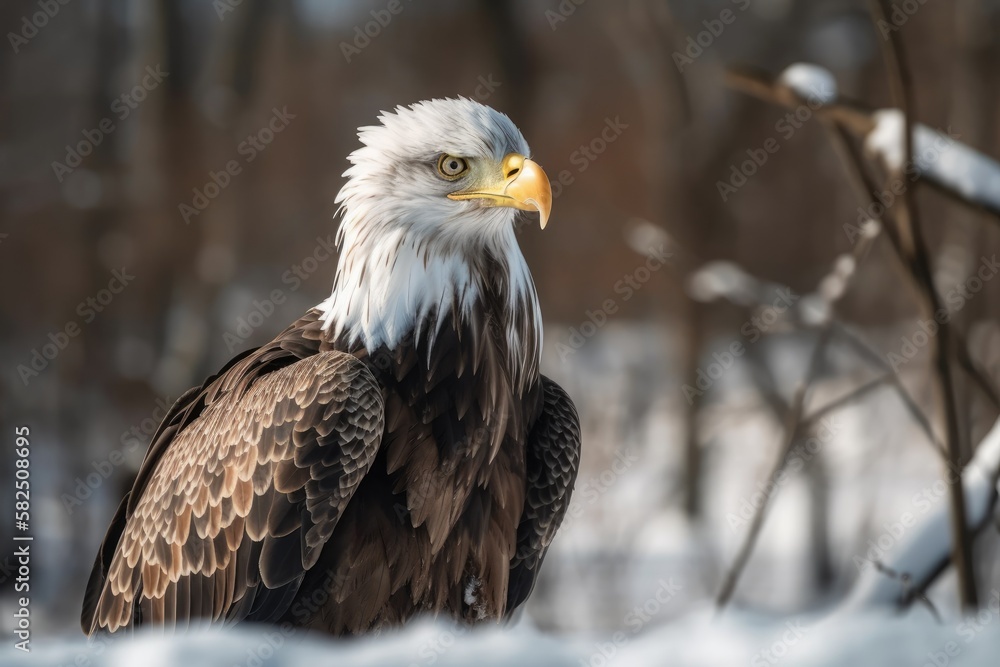 Obraz premium Eagle, Wild bird, White tailed in Hokkaido, Noshi peninsula. Generative AI