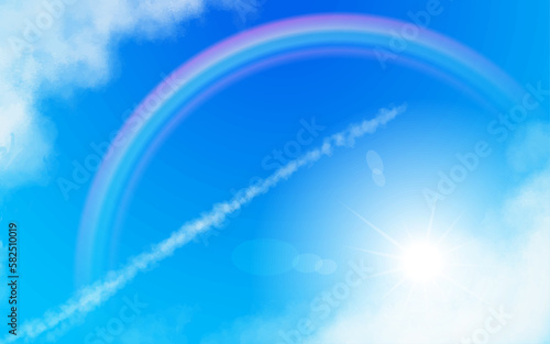 青空と虹と太陽と雲10　飛行機雲