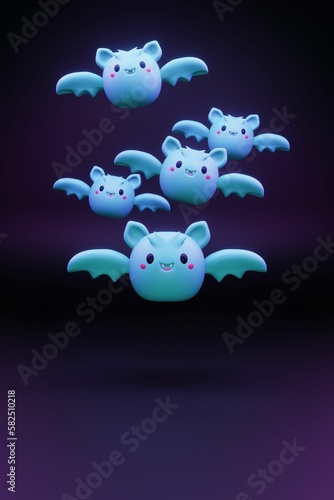 3D render of bat ghost characters