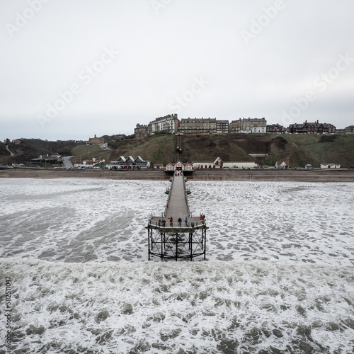 Aerial view from the sea of Saltburn Pier photo