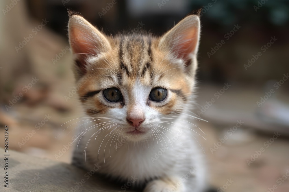 A cute kitten poses for the camera. Generative AI