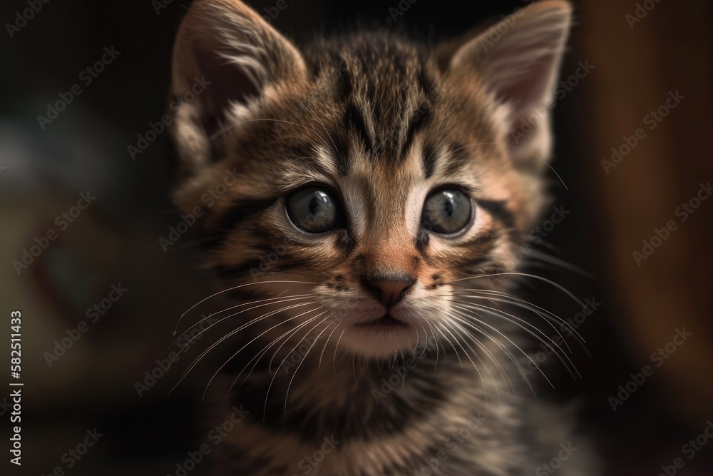 Portrait of a kitten. Generative AI