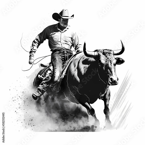 Rodeo Bull Rider. Generative AI
