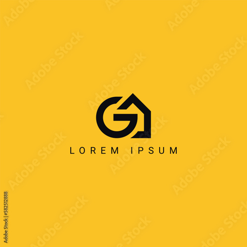 Abstract letter G real estate house logo design vector illustration.