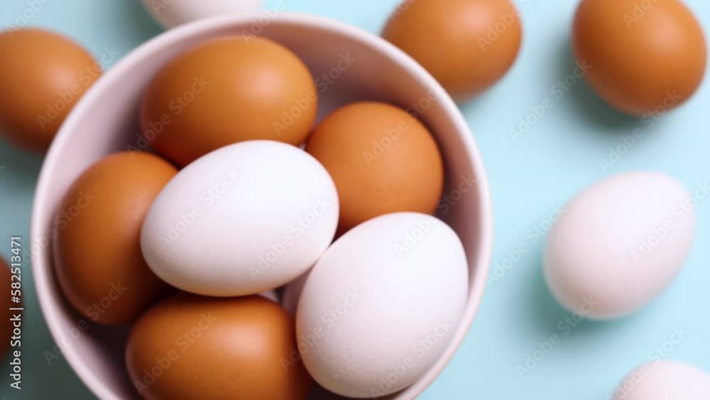 fresh farm chicken eggs on a colored background fresh farm chicken eggs on a colored background