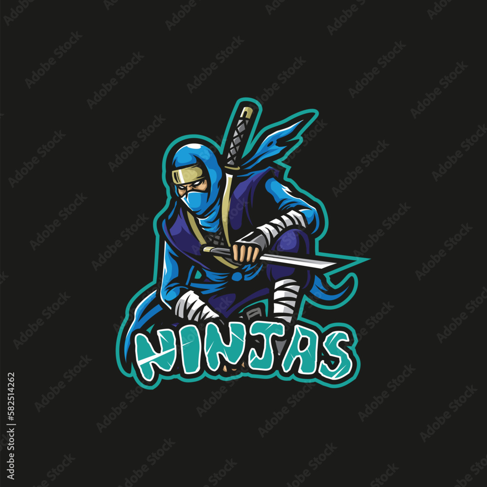 Ninja mascot logo design vector with modern illustration concept style for badge, emblem and t shirt printing. Ninja illustration for sport and esport team.