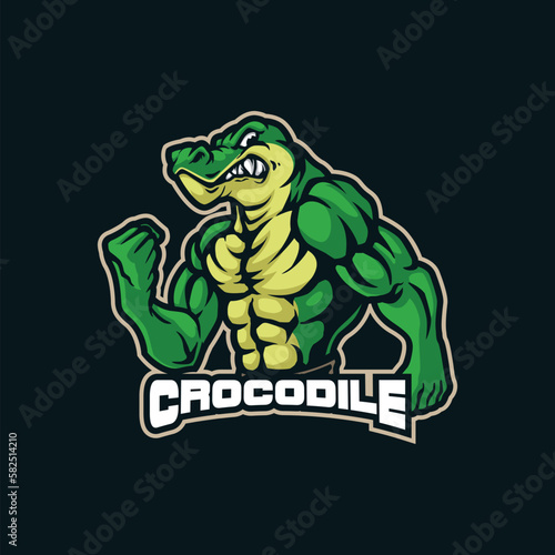 crocodile mascot logo design vector with concept style for badge, emblem and tshirt printing.