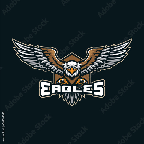 Eagle mascot logo design vector with modern illustration concept style for badge  emblem and t shirt printing.Eagle illustration for sport and esport team.