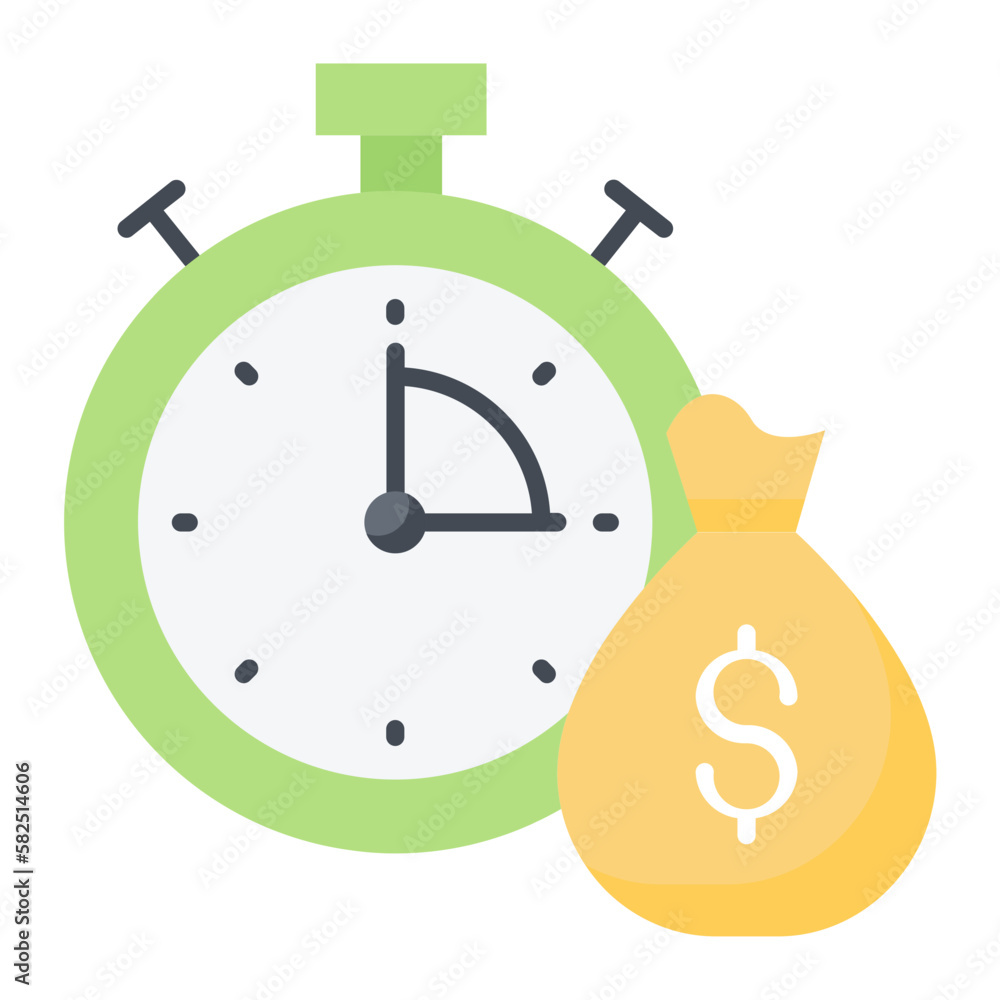 Time Is Money Flat Icon Time Is Money Flat Icon