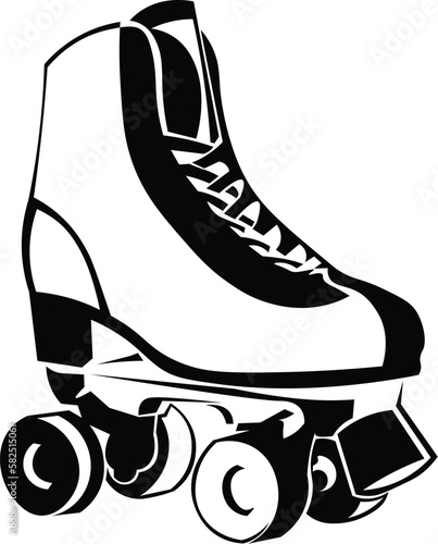 Black and White Cartoon Illustration Vector of Roller-skates 