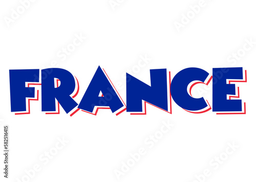 Letras palabra France en texto manuscrito con los colores de la bandera de Francia
