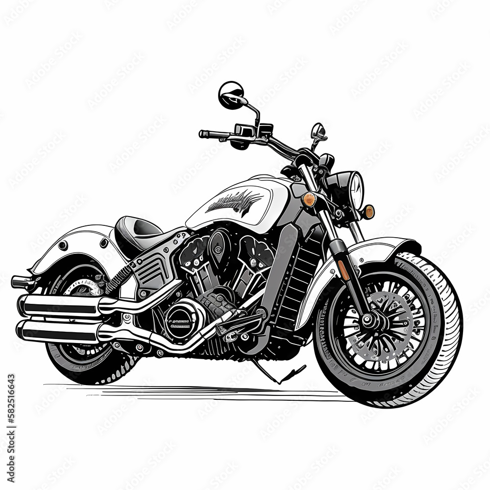 Naklejka premium Bike Custom Rider. Generative AI
