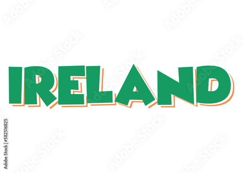 Letras palabra Ireland en texto manuscrito con los colores de la bandera de Irlanda