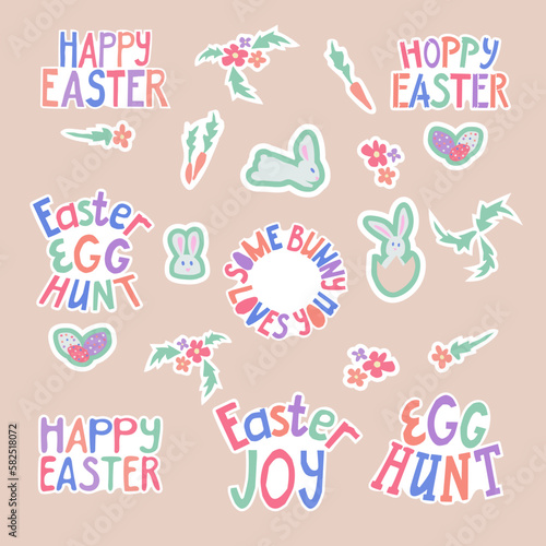 Collection of easter cutout pastel lettering