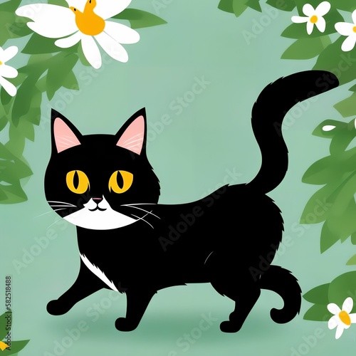 illustration of cute cat, generative art by A.I