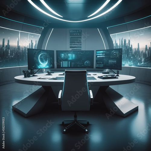 office interior with computer,generated by artificial intelligence