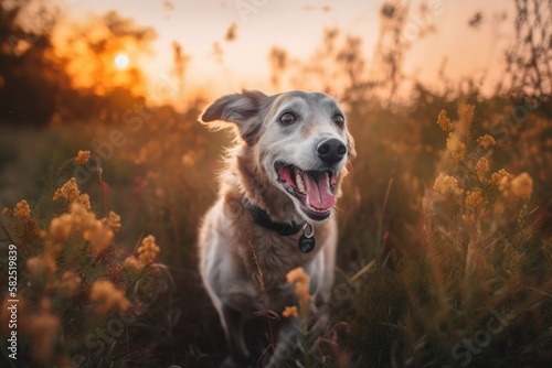 a cheerful mixed breed dog portrait. Generative AI