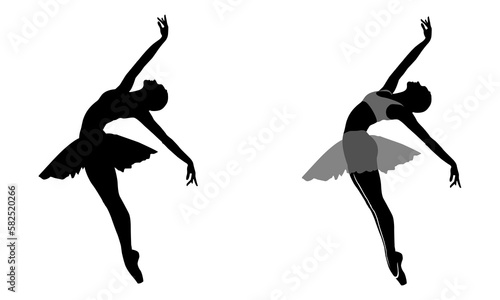 Print op canvas ballet dancer silhouette