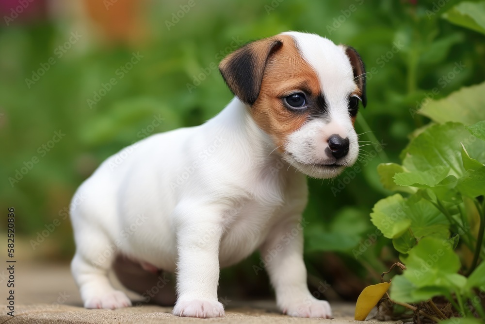 One month old jack russell terrier puppy. Generative AI