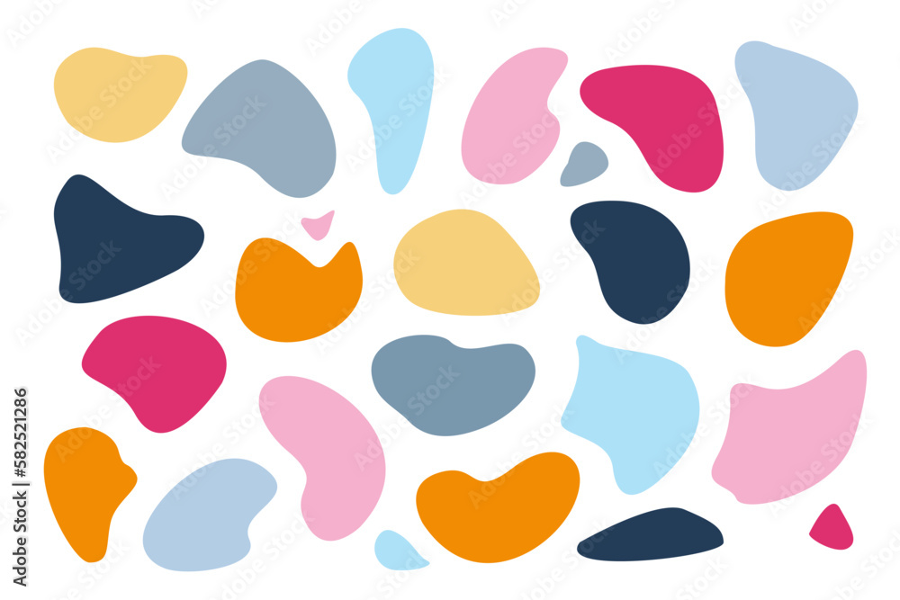 Fototapeta premium Set of colorful vector backgrounds in the shape of a liquid of random shapes.Vector illustration isolated on a white background.