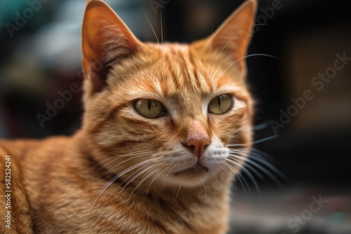 The homeless cat, close up Thai cat, and the street cats relaxing. Generative AI