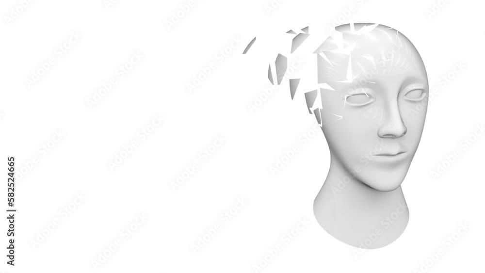 Head scattered on white background. 3D Illustration. Head scattered on white background. 3D Illustration.