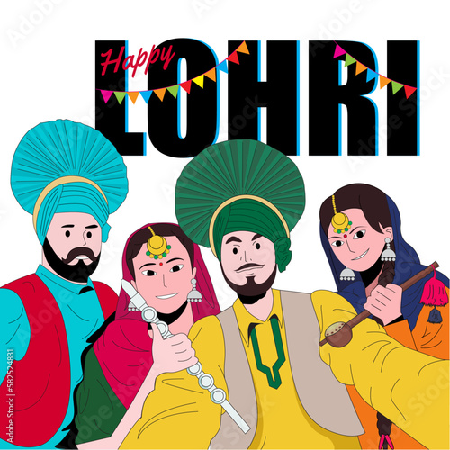 Happy Lohri Illustration Vector