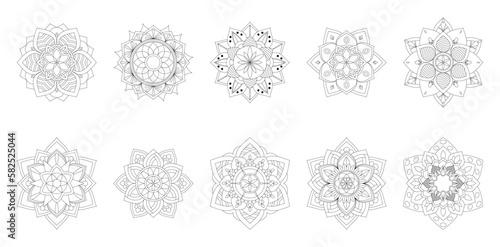 Circular Mandala Coloring page template v14