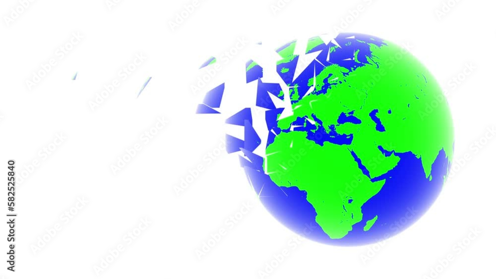 Crumbling earth globe isolated on white background. 3D Illustration. Crumbling earth globe isolated on white background. 3D Illustration.