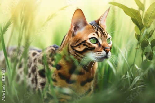 spring hanter for Bengal cats. Generative AI photo