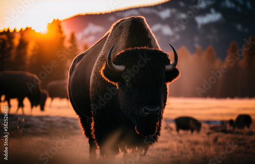 American buffalo in the field