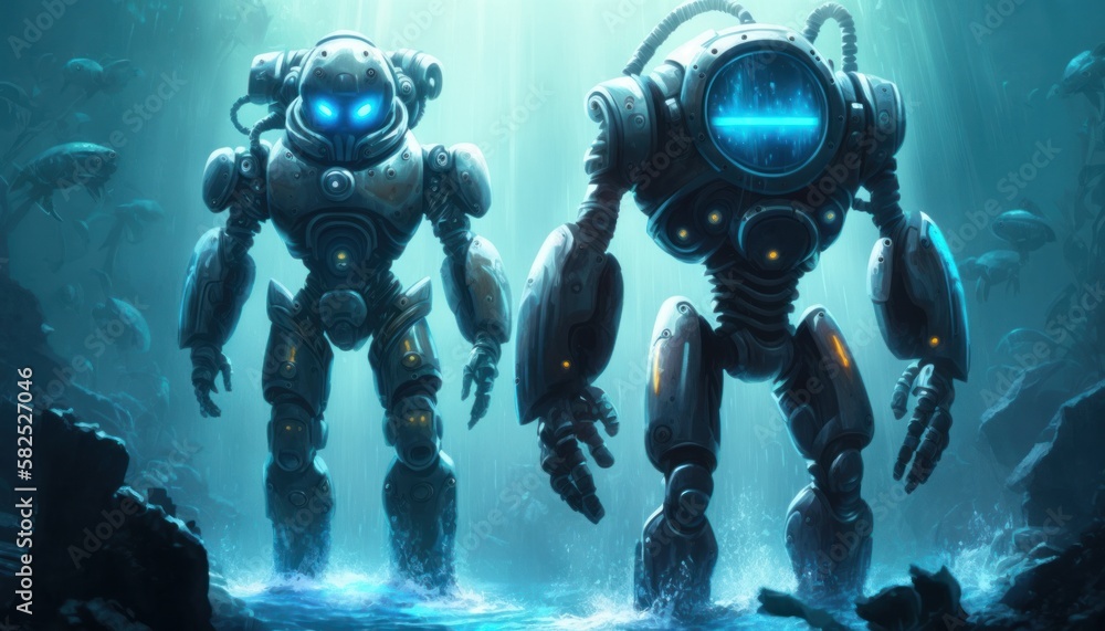 Humanoid robots high tech robotics background concept generative ai Humanoid robots high tech robotics background concept generative ai