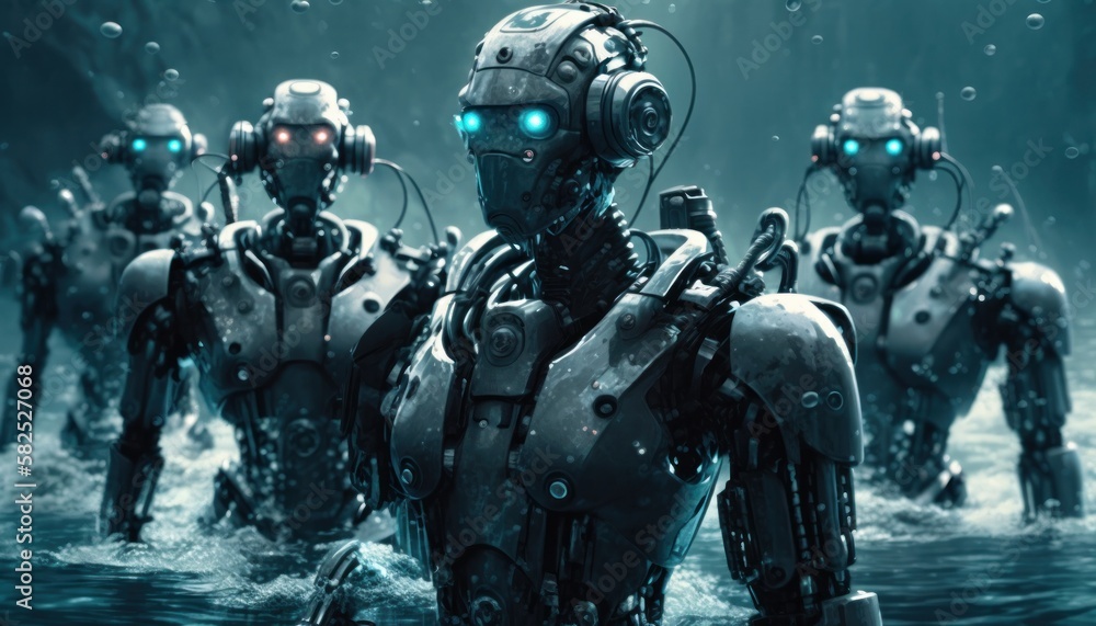 Humanoid robots high tech robotics background concept generative ai Humanoid robots high tech robotics background concept generative ai