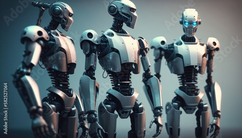 Humanoid robots high tech robotics background concept generative ai