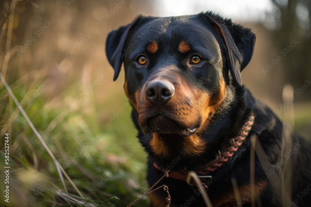 Portrait of a Rottweiler dog. Generative AI Portrait of a Rottweiler dog. Generative AI