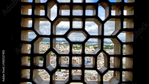 Stone window fence, view from the window