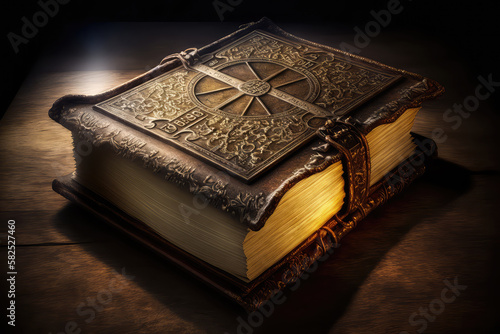 Shining Holy Bible - Ancient Book On Old Table (ai generated) © ImagineDesign