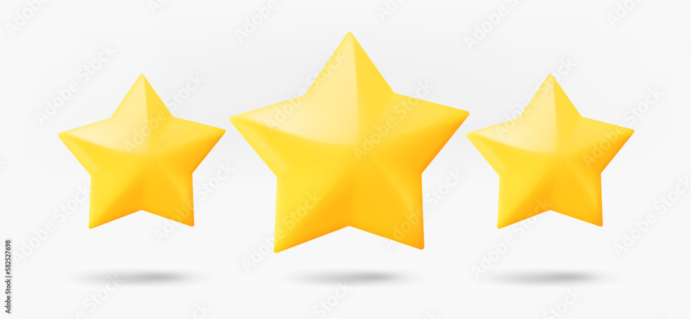 Three star rating stars concept. 3d vector isolated on white background Three star rating stars concept. 3d vector isolated on white background