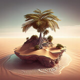 3D Insel Palme Wüste Sahara Fata Morgana Dubai