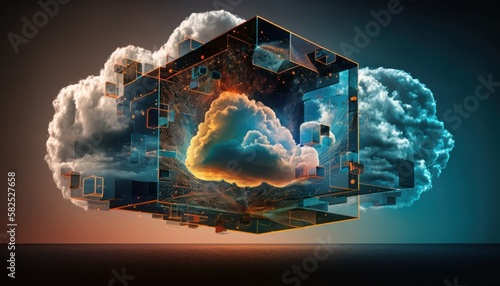 Hybrid cloud computing serverless technology background generative ai