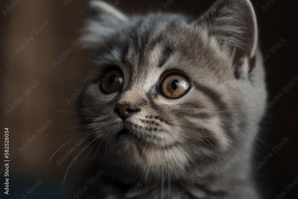 A little a beautiful kitten. Scotland's fold cat. Generative AI A little a beautiful kitten. Scotland's fold cat. Generative AI